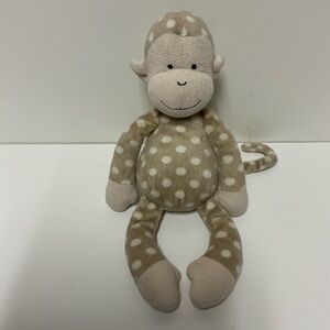 Jellycat Tan Polka Dot Rattle Monty Monkey Plush Stuffy NO TAG